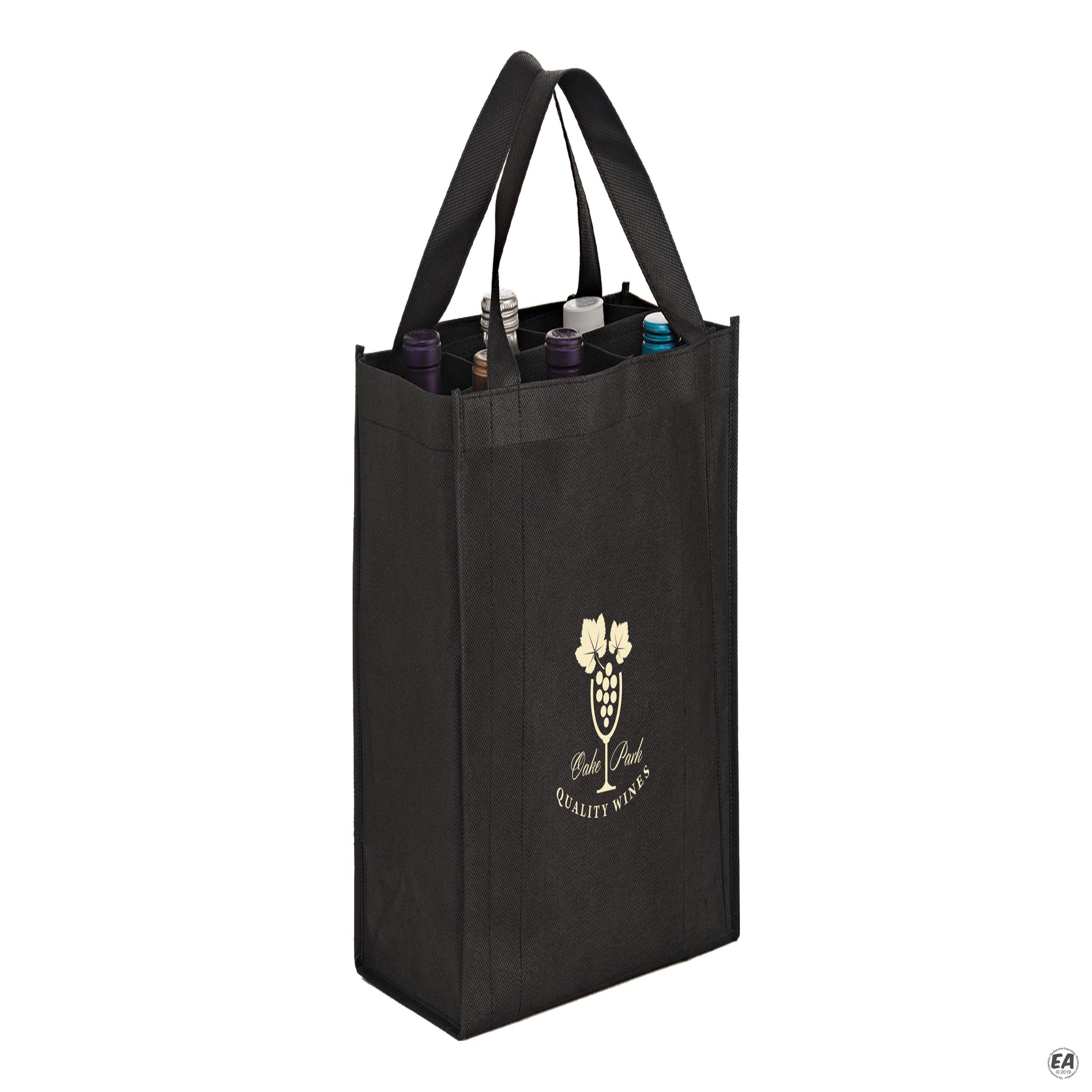 True 6 Bottle Wine Bag with Divider, Non-Woven 100 Gsm