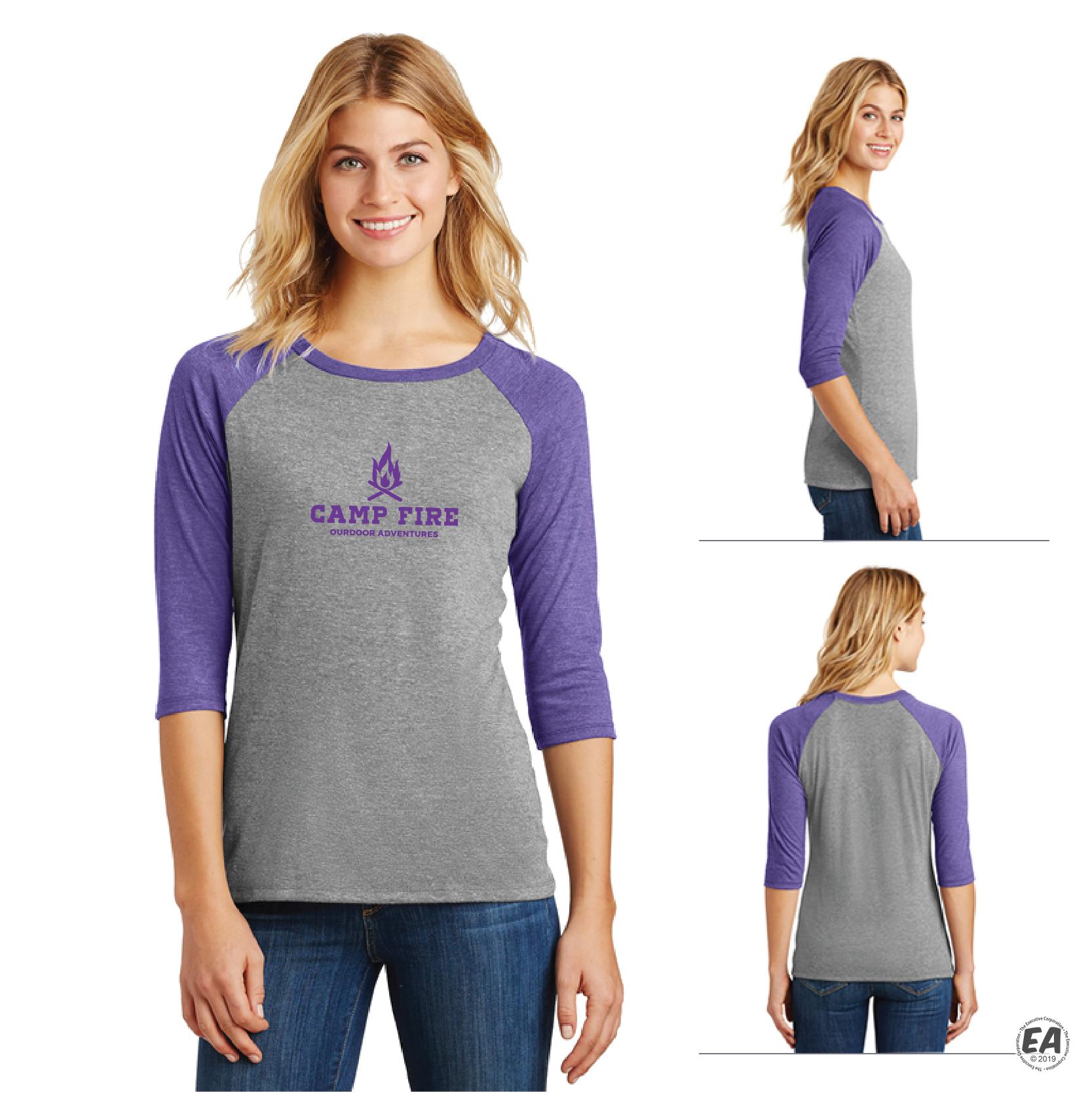 District Made Ladies Perfect Tri 3/4-Sleeve Raglan. DM136L at