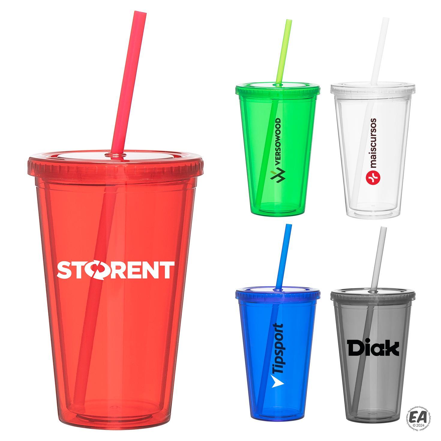 Customized 16 oz Spirit Straw Acrylic Tumbler | Promotional Acrylic ...