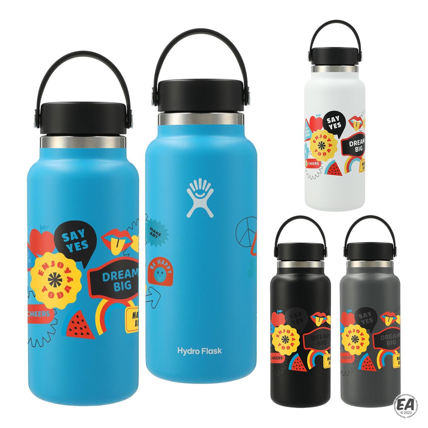 24ct. Custom Hydro Flask Black Wide Mouth with Flex Cap 32oz. by Corporate Gear