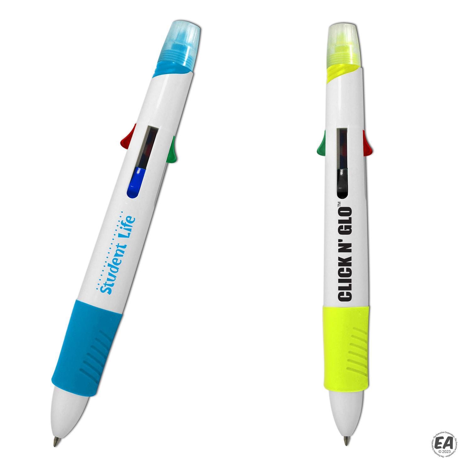 Click N' Glo 4 Color Pen & Fluorescent Highlighter Combo