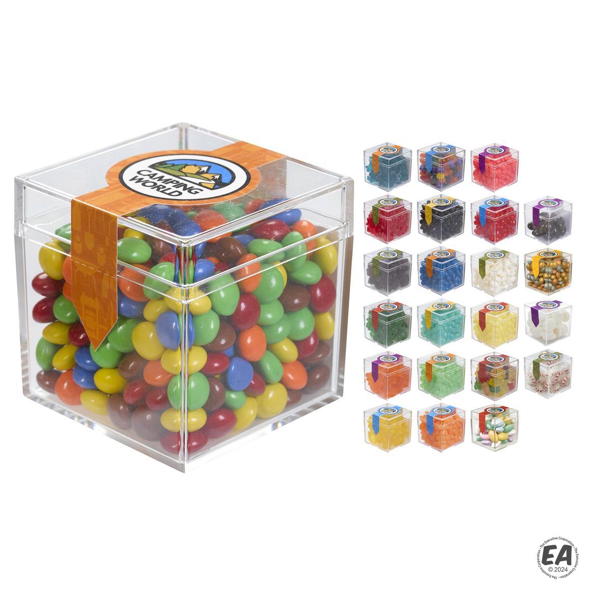 Cube Shaped Acrylic Container With Candy