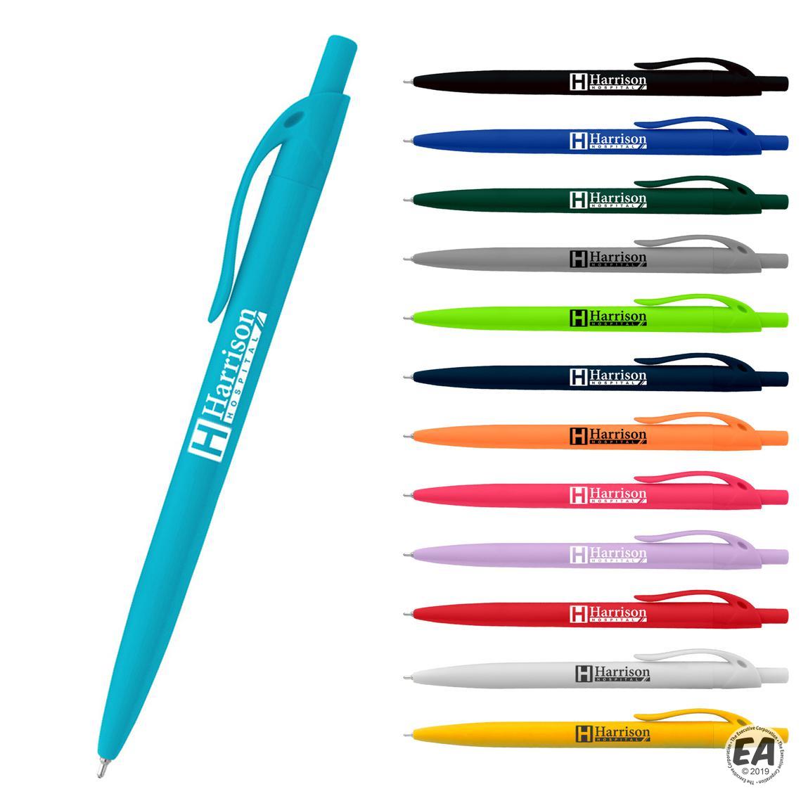 Customized Sleek Write Rubberized Pen | Promotional Plastic Click Pens ...