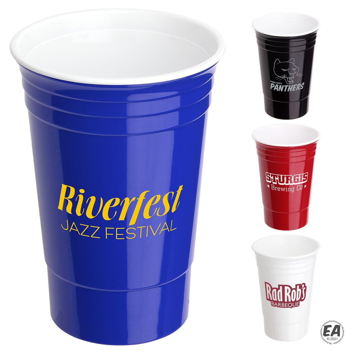 16 Oz. Fiesta Plastic Cup With Lid  Travel Mugs & Tumblers 