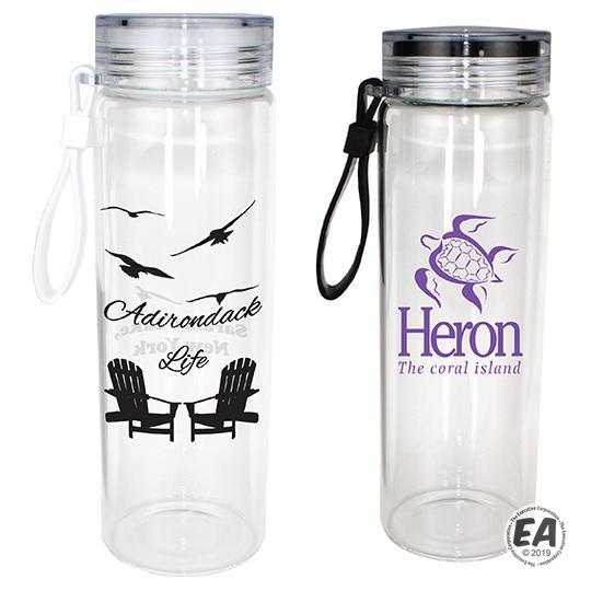 Promotional 20 oz Durable Clear Glass Bottle with Screw on Lid