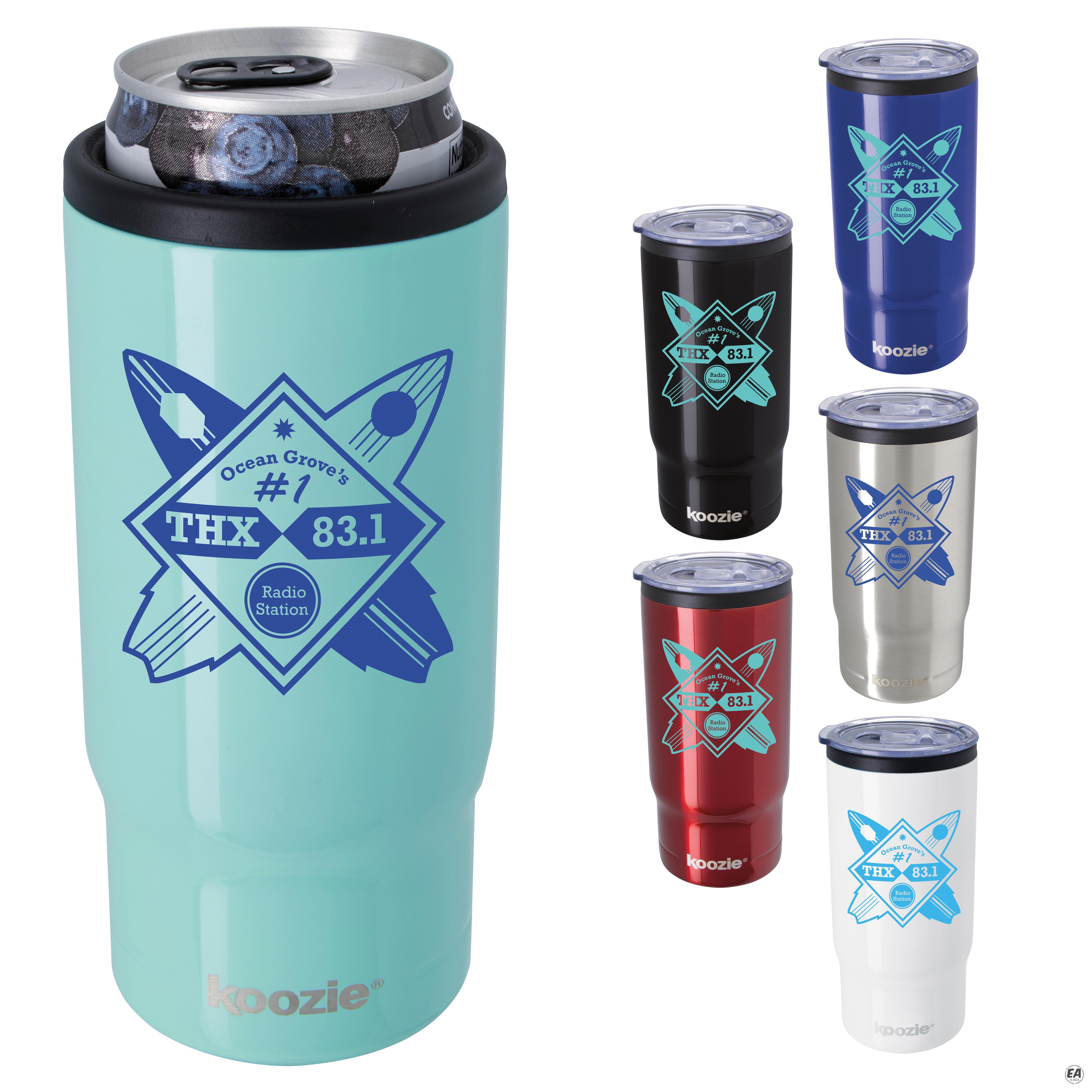 Promotional Custom Koozie® Slim Triple Patterned Vacuum Tumbler - 15 oz.