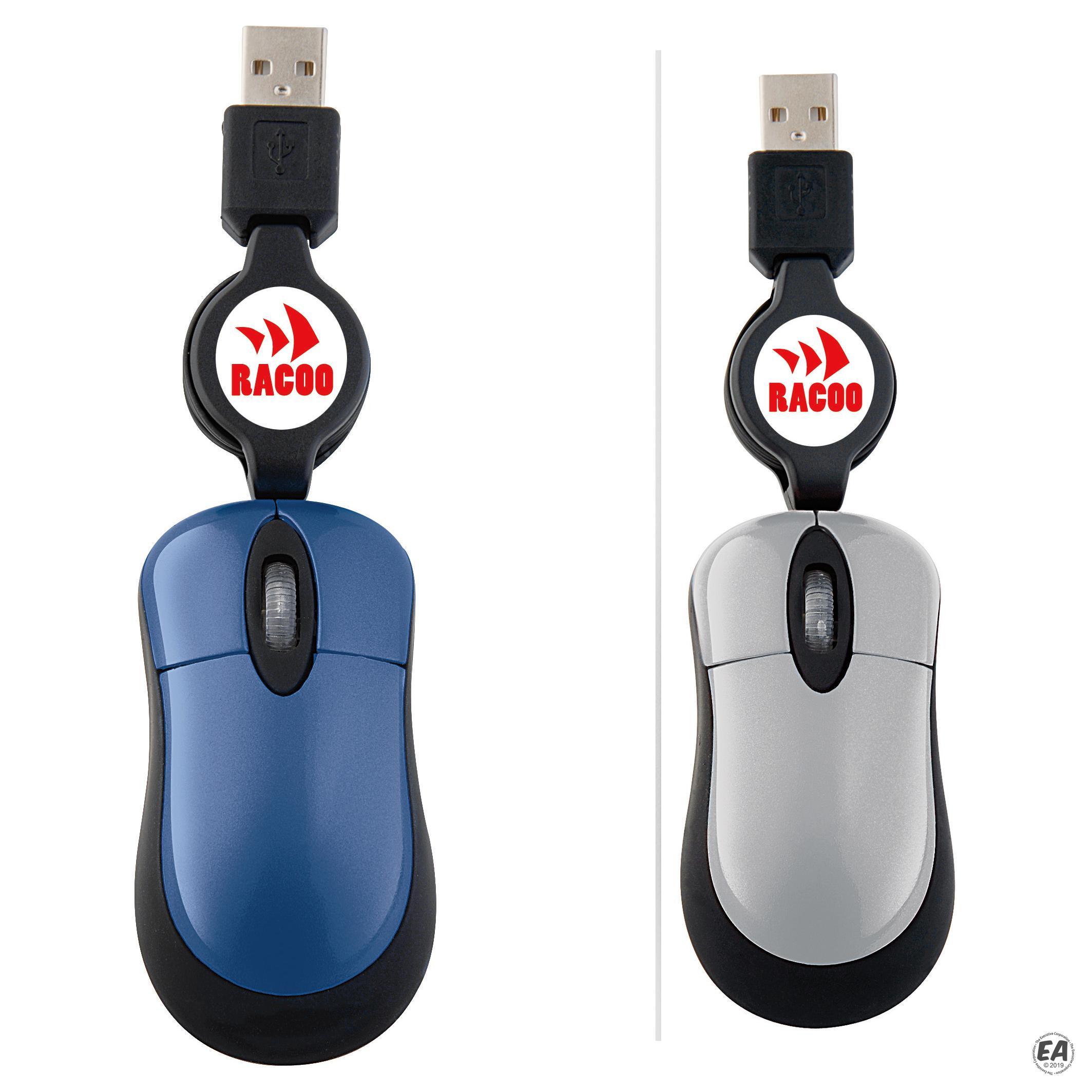 Promotional Mini Optical Mouse with Retractable Cord Customized